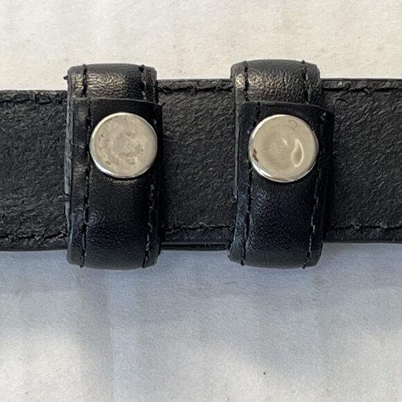 Womens Belt Size M/L Black Leather Silver Tone Hook & Oval Loop 90s Y2K main image 10